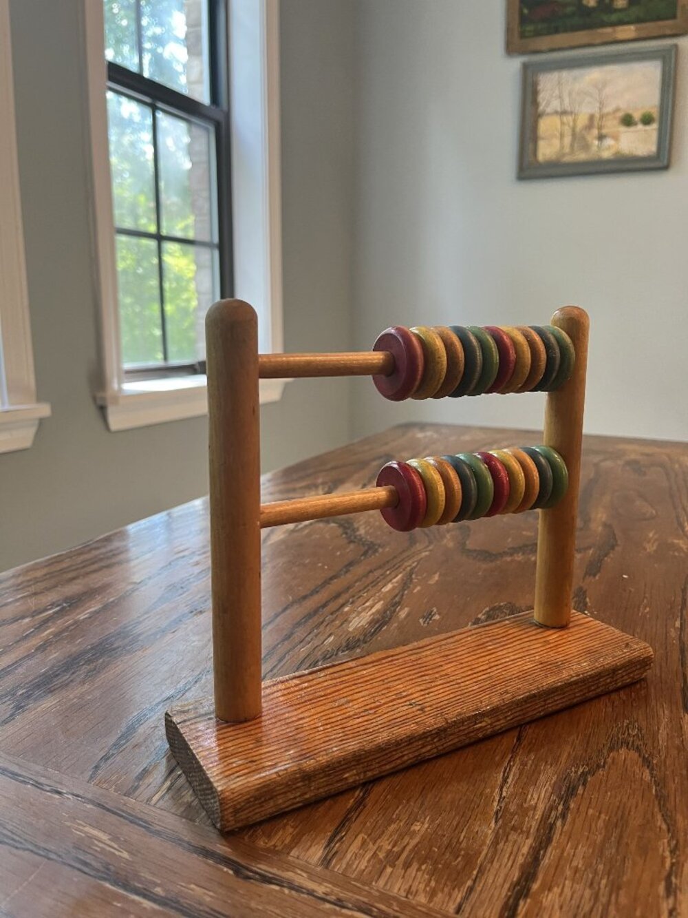 Vintage Wooden Abacus With Colorful Beads  Handcrafted Counting Tool For Decor O